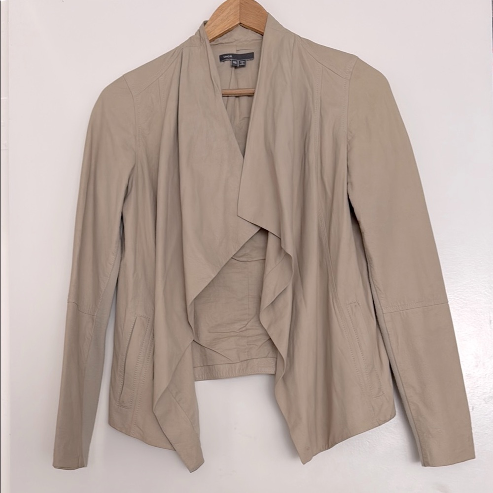 Fitted draped Vince cream leather Women's Jacket